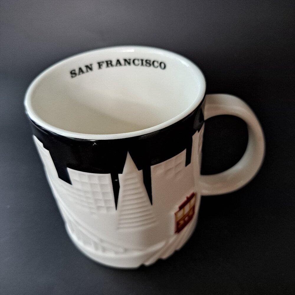 Starbucks Black and White San Francisco City Relief Embossed Mug Skyline - Picture 10 of 10